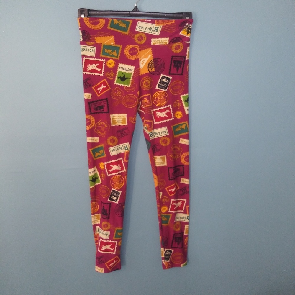 Lularoe stamp post office leggings one size B